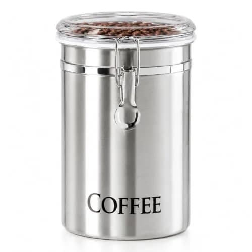Oggi Stainless Steel Coffee Canister 62 fl oz | Airtight Clamp Lid, See-Thru Top, Durable Kitchen Storage thumbnail 1