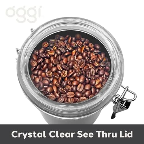 Oggi Stainless Steel Coffee Canister 62 fl oz | Airtight Clamp Lid, See-Thru Top, Durable Kitchen Storage thumbnail 4