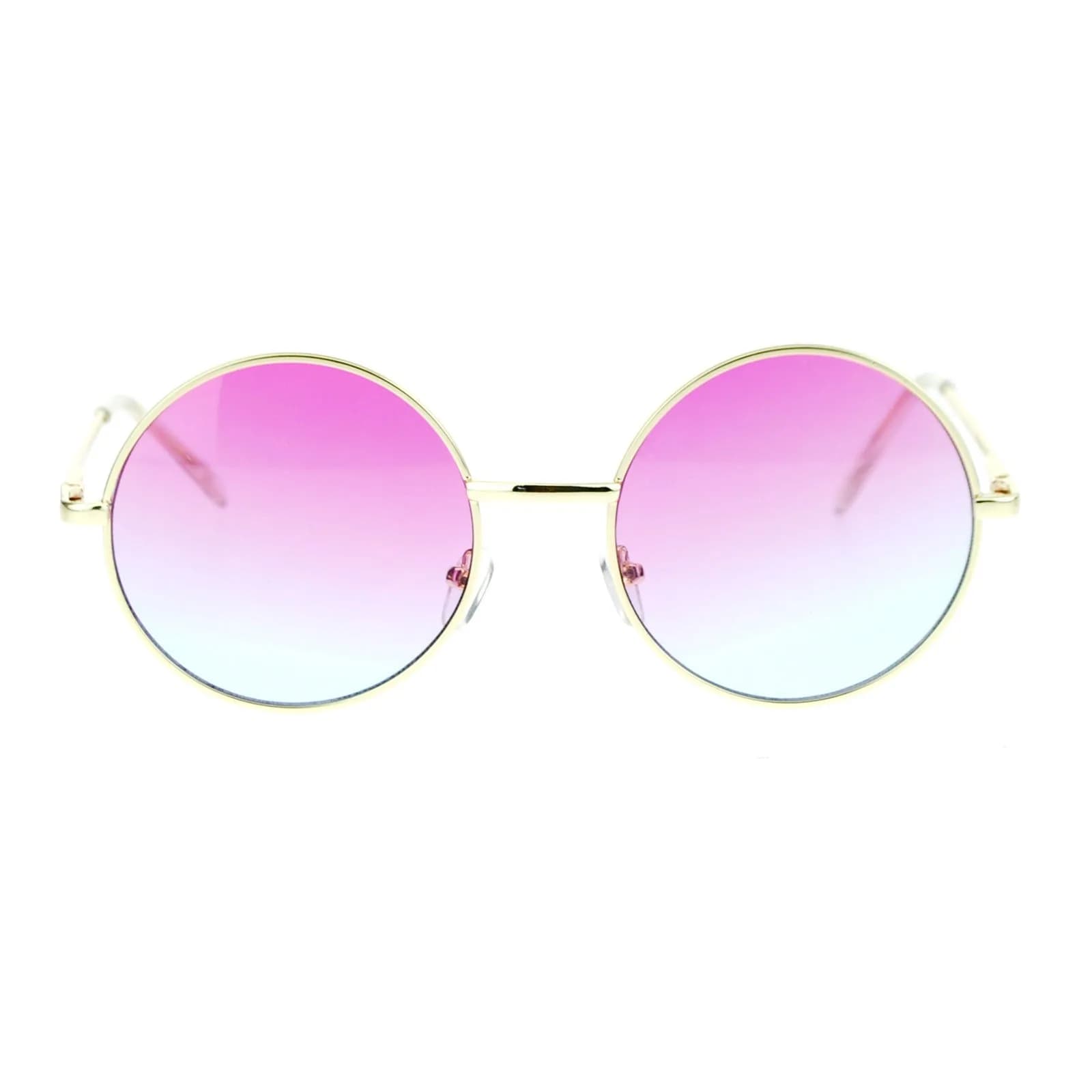 SA106 Retro Vintage Style Round Circle Hippie Sunglasses Pink Blue | 100% UVA & UVB Protection — Pink Blue