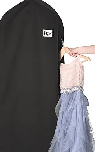 Whitmor Deluxe Dress Garment Bag, 48" Heavy Duty 3" Gusset, 3 Pack Black | Water-Resistant Polyester for Formal & Travel Use thumbnail 3