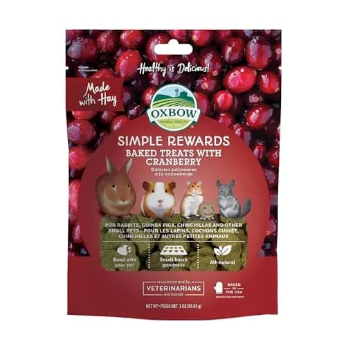 Oxbow Simple Rewards Guinea Pig & Rabbit Treats, Cranberry, Baked, 3 oz | All-Natural Small Animal Snack thumbnail 1