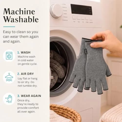 Vive Arthritis Gloves for Pain Relief - Large Grey Cotton-Spandex Blend | Unisex Compression Support thumbnail 8