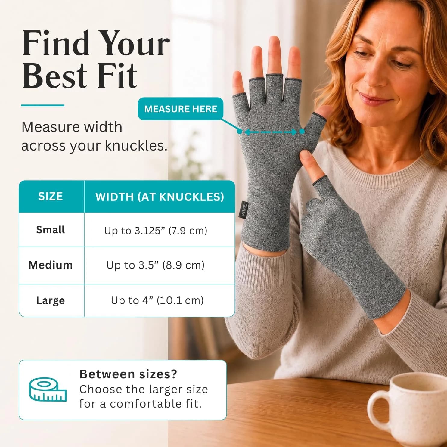 Vive Arthritis Gloves for Men & Women - Rheumatoid Compression Hand Glove with Wrist Support - Small, Grey | Soothing Pain Relief for Osteoarthritis & Carpal Tunnel - view 5