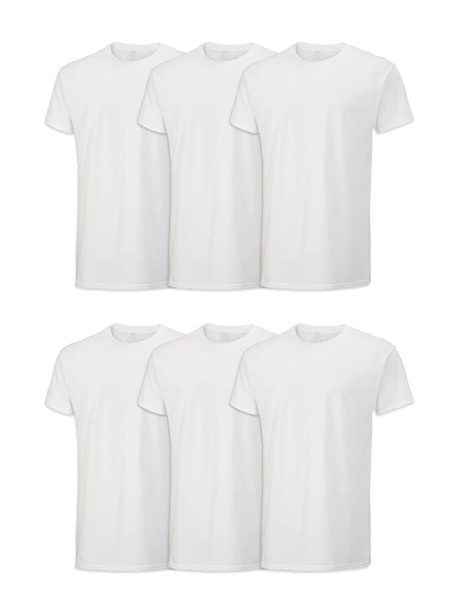 Fruit of the Loom Mens Stay Tucked Crew T-Shirt Underwear, Classic Fit - White 6 Pack, X-Large US — White