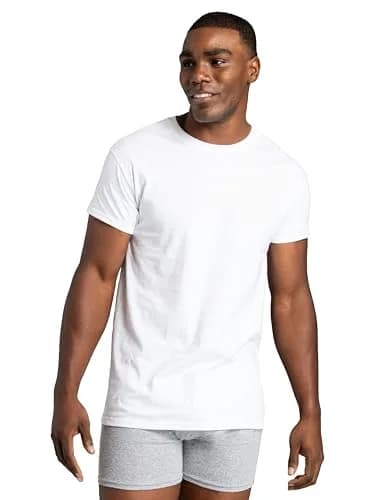 Fruit of the Loom Mens Stay Tucked Crew T-Shirt Underwear, Classic Fit - White 6 Pack, X-Large US thumbnail 2