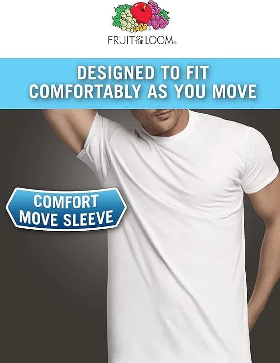 Fruit of the Loom Mens Stay Tucked Crew T-Shirt Underwear, Classic Fit - White 6 Pack, X-Large US thumbnail 3
