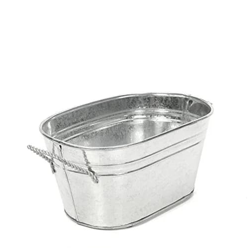 Hosley Set of 6 Oval Galvanized Planter Floral Pot 7.5 Inch Long 3.5 Inch High | Decorative Indoor & Outdoor thumbnail 2