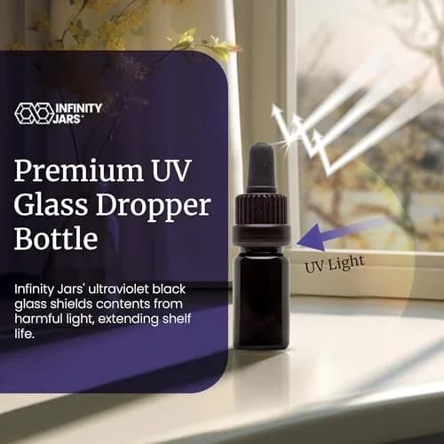 Infinity Jars 10 ml UV-Black Glass Dropper Bottle | Leak-Proof Travel Vial for Oils & Serums thumbnail 5