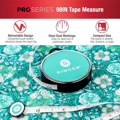 SINGER ProSeries Retractable Tape Measure 2.5m (98-Inch) | Tailor Tape Measure for Body & Fabric thumbnail 5