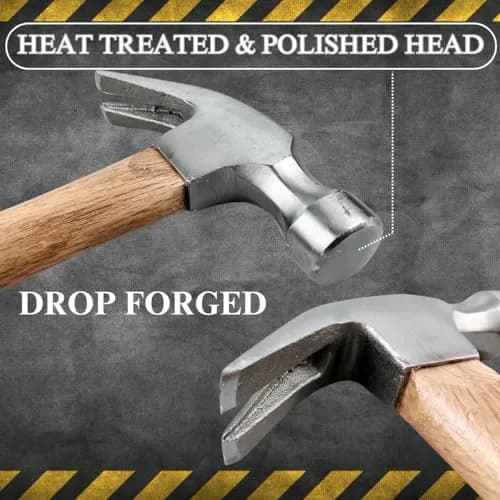 ARTESIA TOOL Heavy Duty Forged Metal Claw Hammer 12.5" | Dual-Function Head, Wooden Handle thumbnail 5