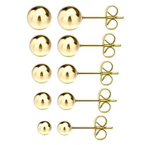 JEWELRIESHOP Stainless Steel Ball Earrings 2-6mm | Hypoallergenic & Classic (70-120 chars) thumbnail 1