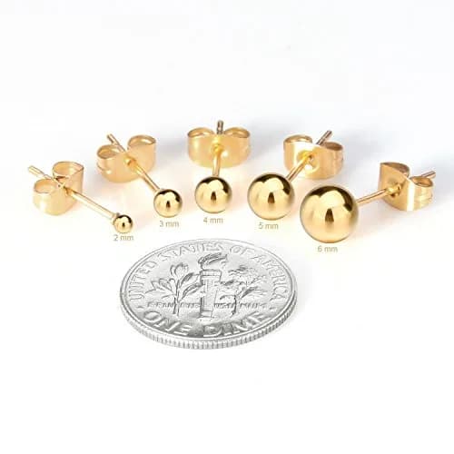 JEWELRIESHOP Stainless Steel Ball Earrings 2-6mm | Hypoallergenic & Classic (70-120 chars) thumbnail 4