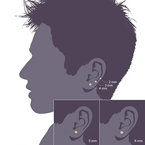 JEWELRIESHOP Stainless Steel Ball Earrings 2-6mm | Hypoallergenic & Classic (70-120 chars) thumbnail 6