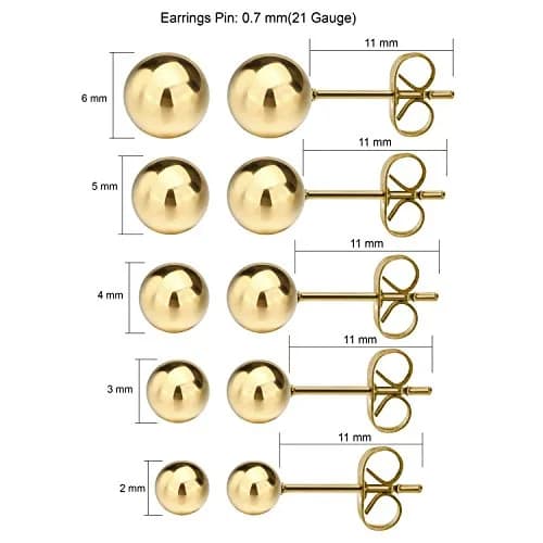 JEWELRIESHOP Stainless Steel Ball Earrings 2-6mm | Hypoallergenic & Classic (70-120 chars) thumbnail 3