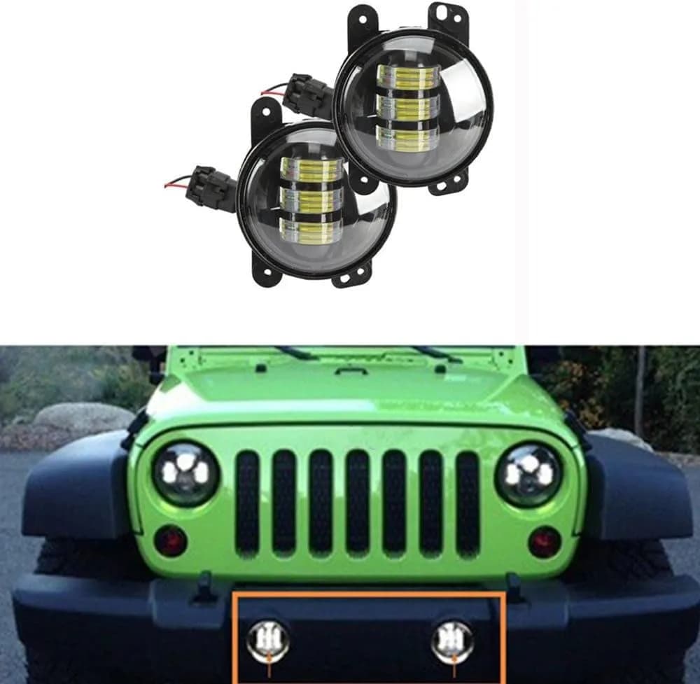Lantsun 4Inch LED Fog Lights White Led Chip for 2007-2018 Wrangler JK | 30W Waterproof Aluminum Housing