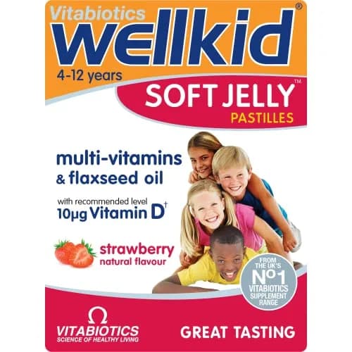 Wellkid Soft Jelly Strawberry Pastilles 30 Count | Vegan Multivitamin for Kids thumbnail 1