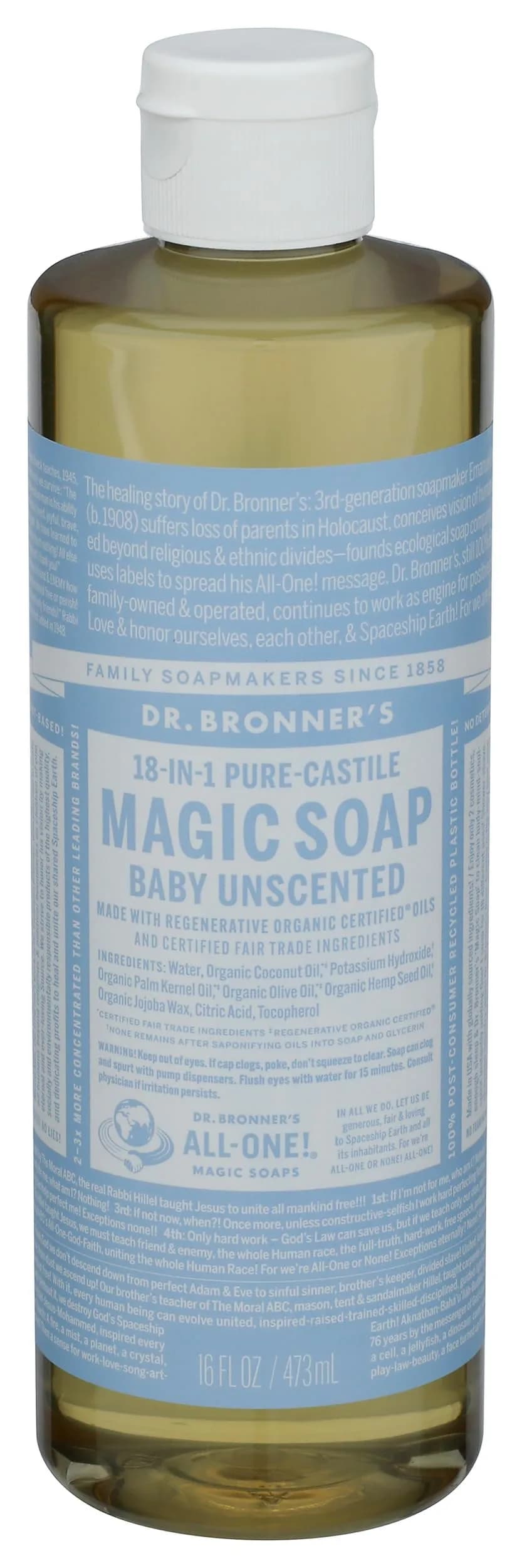 Dr. Bronner's Pure-Castile Liquid Soap Lavender 16 Fl Oz | Gentle Face, Body, Baby & Sensitive Skin Cleanser - main product image