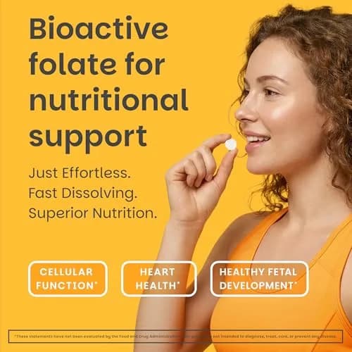 EZ Melts Dissolvable Folate 1,667 mcg DFE | Orange Blast Vitamin for Heart & Nervous System thumbnail 2