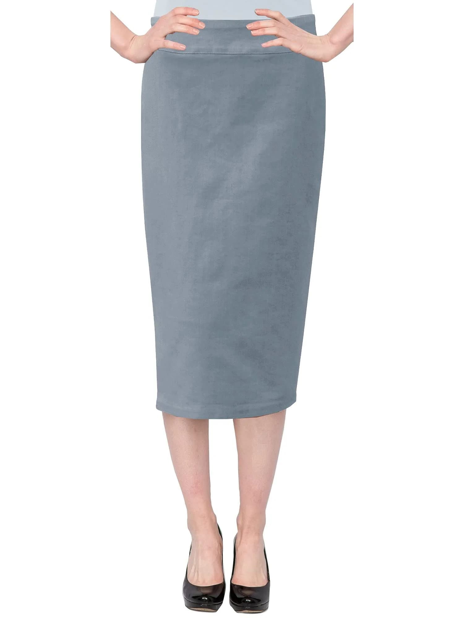 BABY O Women's Below The Knee Stretch Denim Pencil Skirt 6 | Comfortable, Versatile & Made in USA