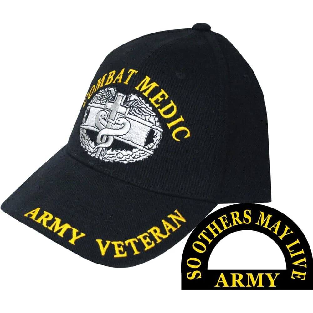 Eagle Emblems Mens Combat Medic Embroidered Ball Cap Adjustable Black | Military Style, 100% Cotton Twill