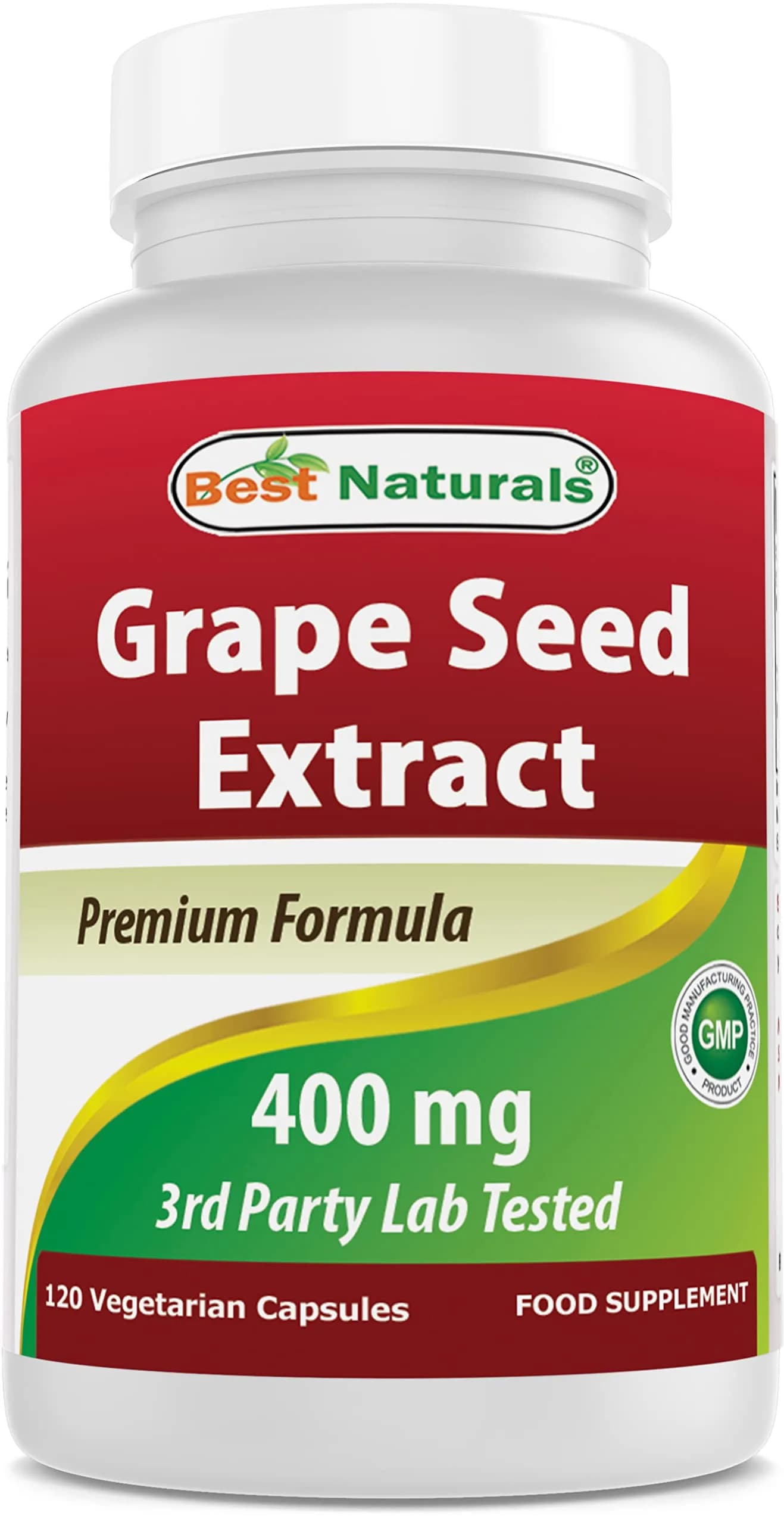 Best Naturals Grapeseed Extract 400 mg | 120 Vegetarian Capsules, Unflavoured, USA Import — Capsule