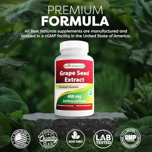 Best Naturals Grapeseed Extract 400 mg | 120 Vegetarian Capsules, Unflavoured, USA Import thumbnail 5