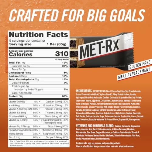 MET-Rx Protein Plus Bar, Peanut Butter Cup | High Protein, Gluten Free, 85 g, 9 Count thumbnail 7
