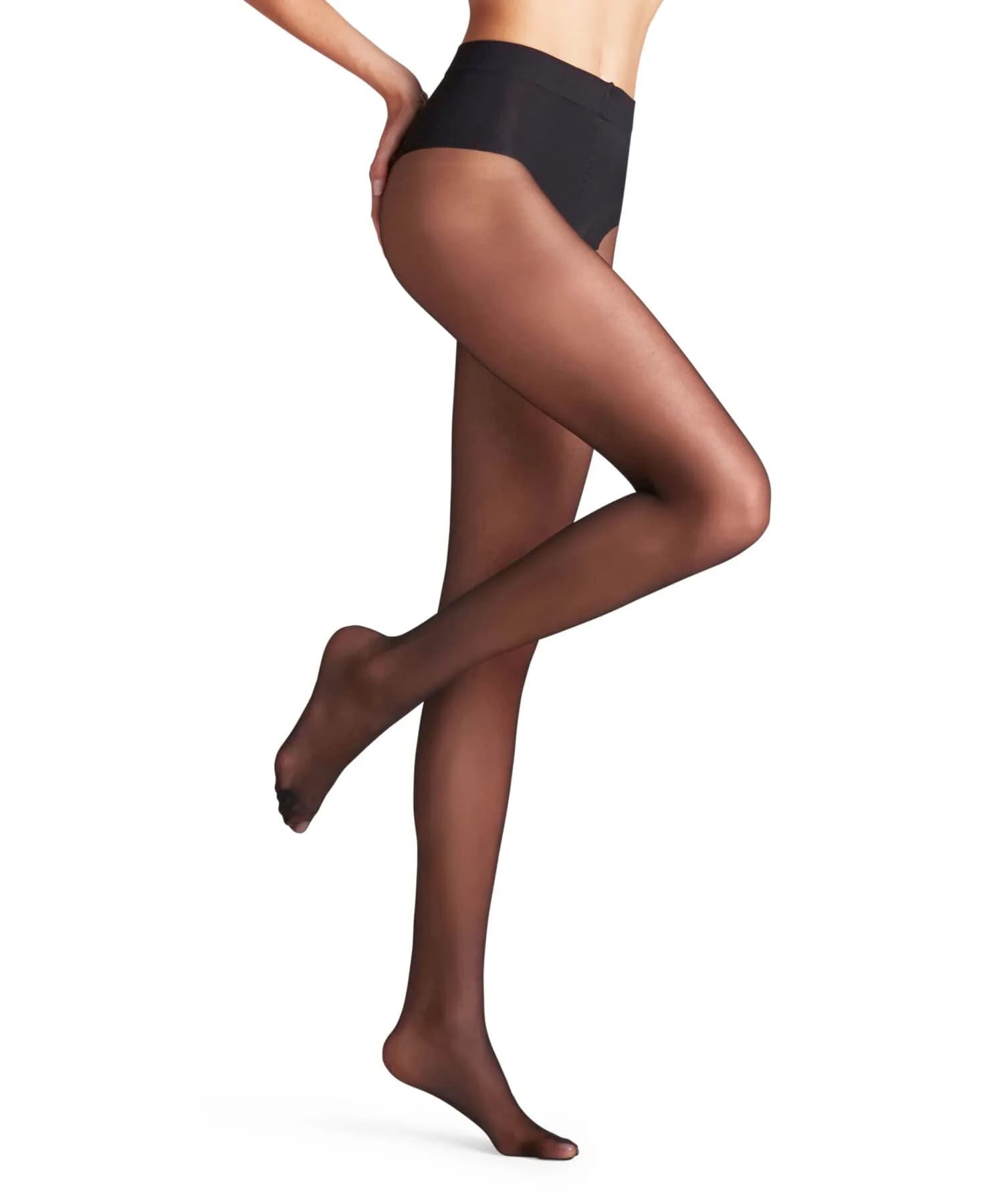 FALKE Women's Shaping Top 20 Denier Tights | Control Top, Sheer & Transparent, Black, Large