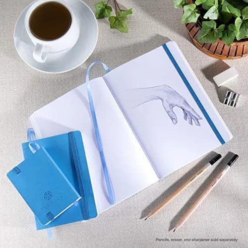 Pentalic 4" x 6" Pocket Sketchbook Traveler Journal, 160 Pages, Bright Blue | Acid-Free, Recycled Sketch Paper thumbnail 5