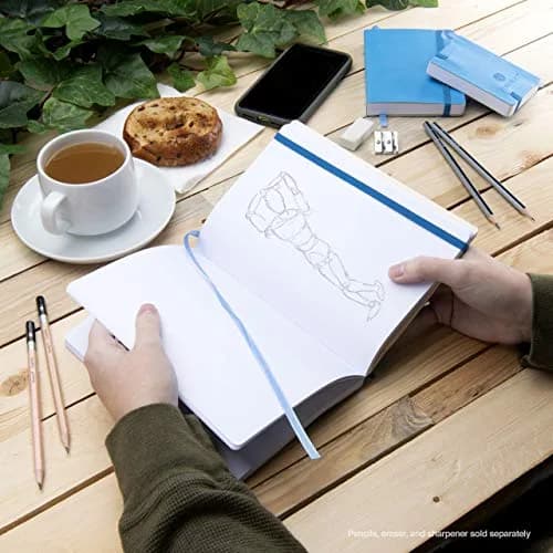 Pentalic 4" x 6" Pocket Sketchbook Traveler Journal, 160 Pages, Bright Blue | Acid-Free, Recycled Sketch Paper thumbnail 6