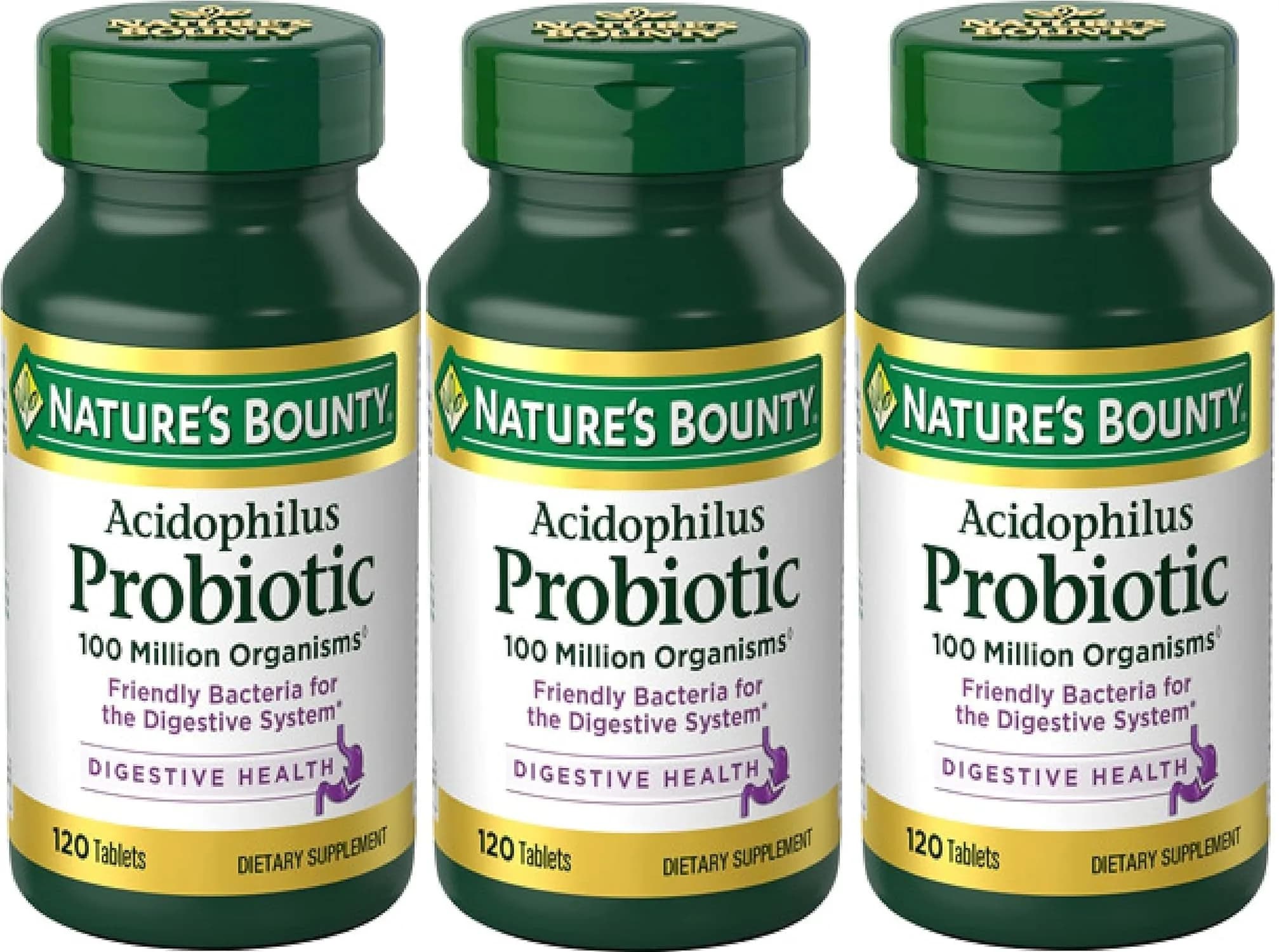 Nature's Bounty Acidophilus Probiotic Tablets 360 Count (120 Count Pack of 3) | Digestive Wellness Support — Tablet