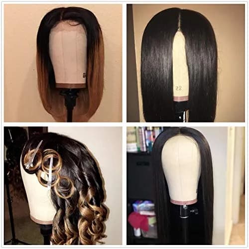GEXWORLDWIDE 20"-24" Cork Canvas Block Head Wig Display Styling Head with Mount Hole (Light Brown, 22") thumbnail 4