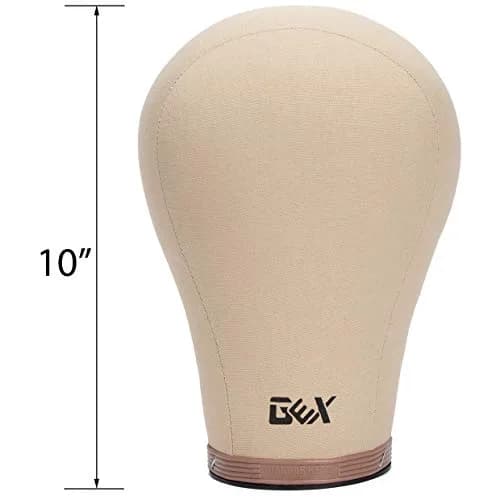 GEXWORLDWIDE 20"-24" Cork Canvas Block Head Wig Display Styling Head with Mount Hole (Light Brown, 22") thumbnail 7