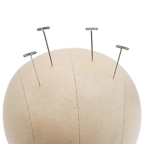 GEXWORLDWIDE 20"-24" Cork Canvas Block Head Wig Display Styling Head with Mount Hole (Light Brown, 22") thumbnail 2