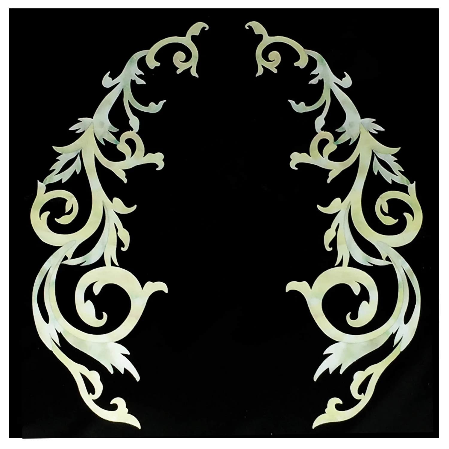 Inlaystickers Gothic Vine WT Symmetrical Set for Guitars & Bass Pickguard, White | Real Shell Inlay Sticker, Scratch Resistant