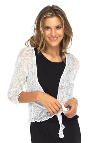 Back From Bali Sheer Shrug Cardigan Mesh Knit White | Versatile, Lightweight & Travel-Friendly (70-120 chars) thumbnail 3
