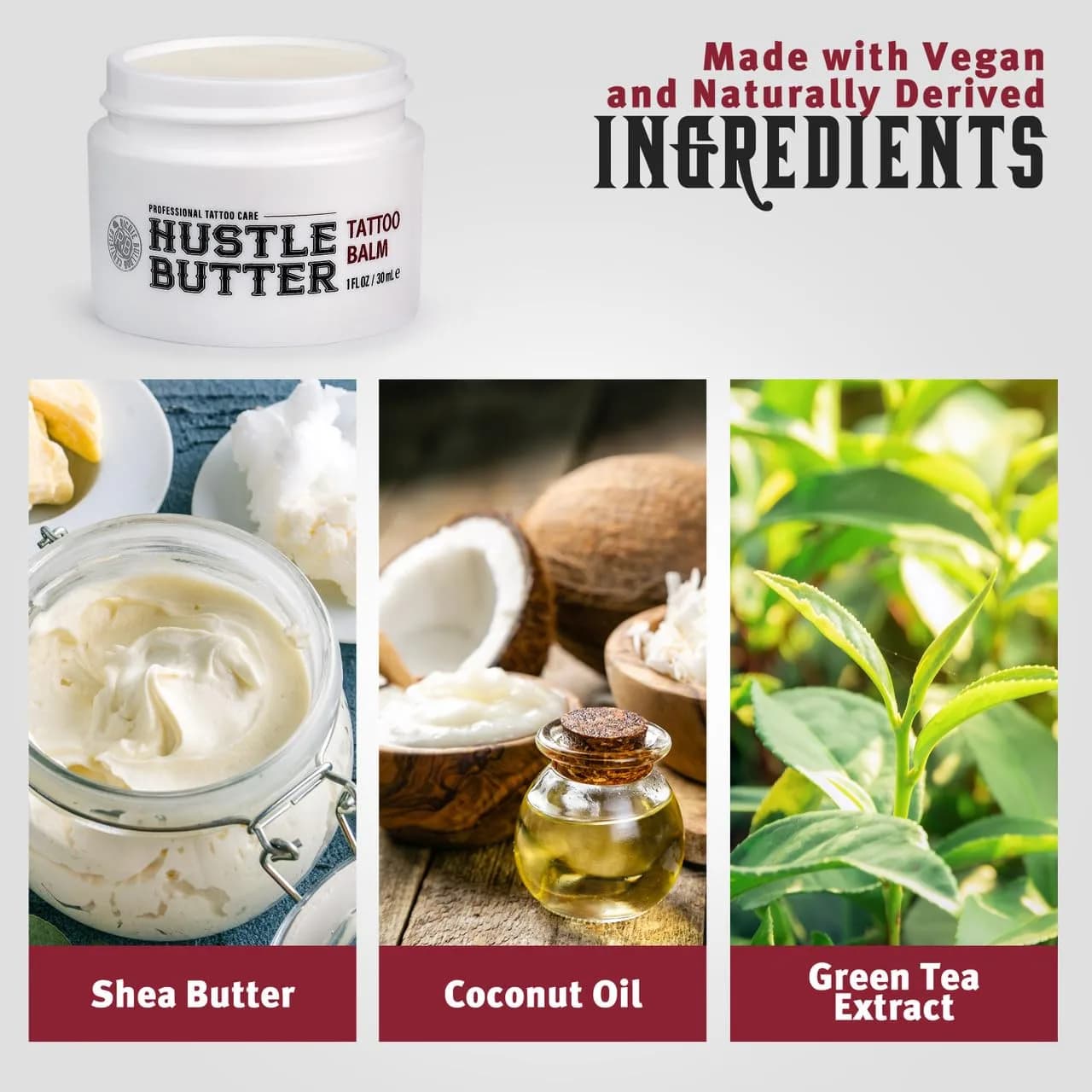 Hustle Butter Deluxe Vegan Tattoo Butter 30ml (1 Fl Oz) | Original All-Natural Tattoo Care - view 3