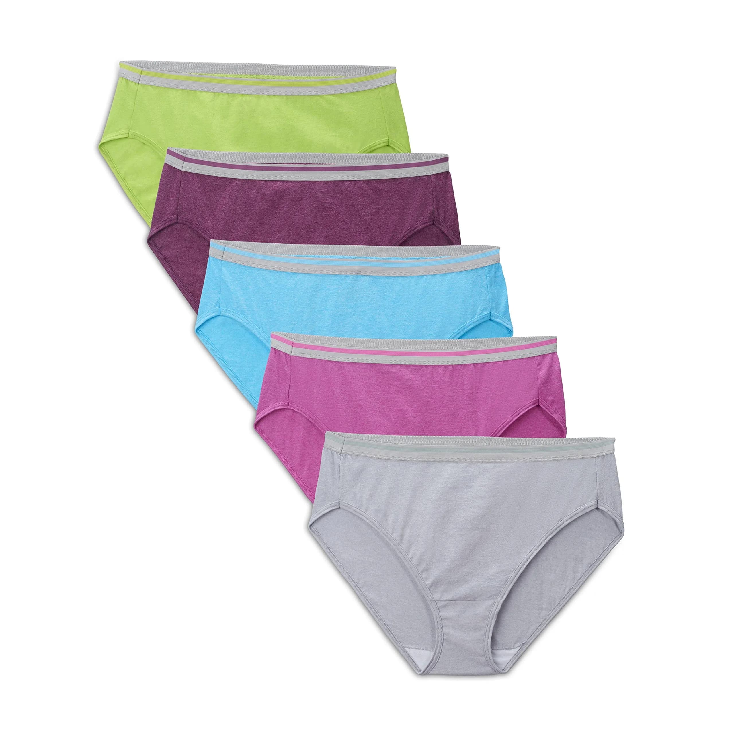 Fruit of the Loom Women's Plus-Size 5 Pack Fit for Me Hi-Cut Assorted Heather 9 | Comfortable Cotton Panties for Curves