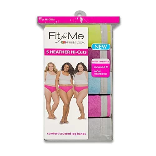 Fruit of the Loom Women's Plus-Size 5 Pack Fit for Me Hi-Cut Assorted Heather 9 | Comfortable Cotton Panties for Curves thumbnail 3