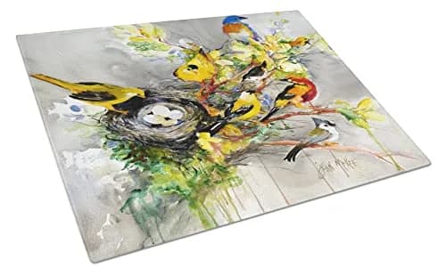 Caroline's Treasures JMK1024LCB Spring Birds Glass Cutting Board Large Heat-Resistant Tempered Glass Kitchen Decor thumbnail 1