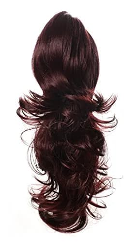 Onedor Synthetic Curly Ponytail Hair Extension 15" | Reversible Style with Clips (99T-Wine Red) thumbnail 1