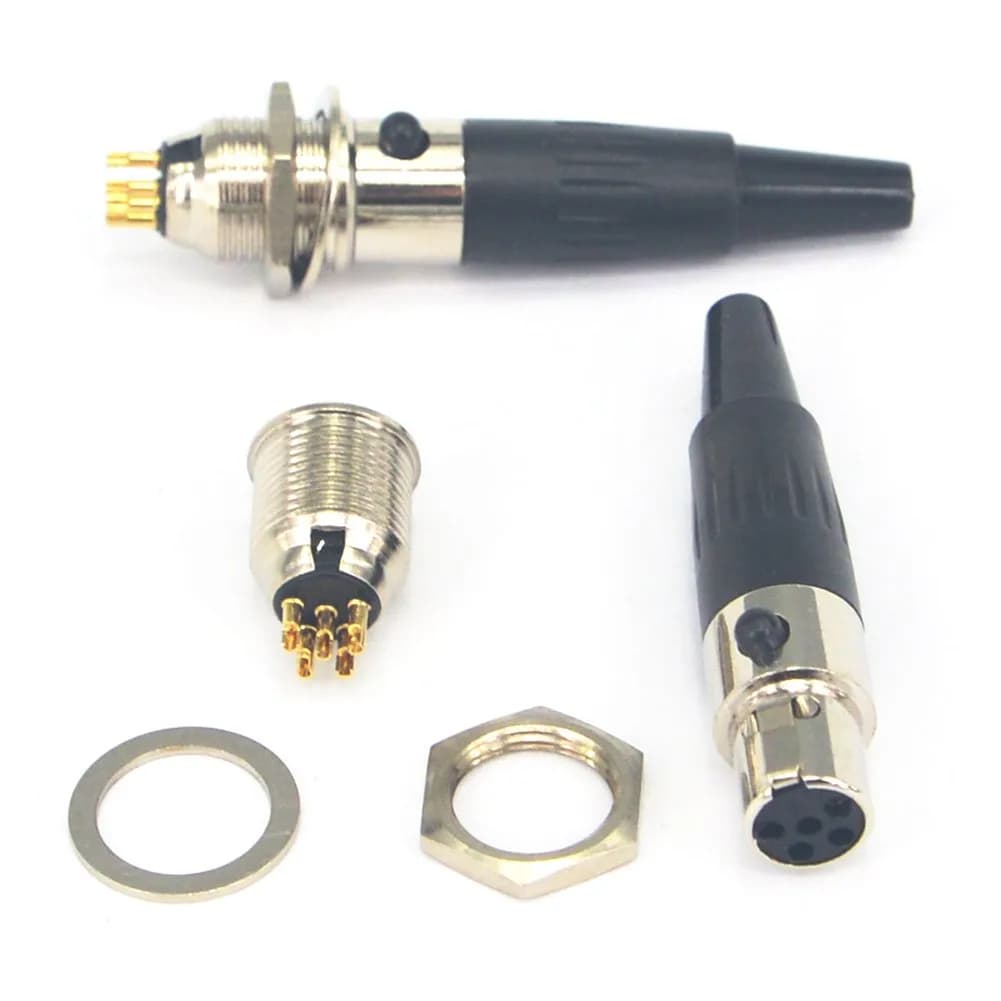 onelinkmore Mini XLR TA4F 4 Pin Male Female Panel Mount Socket 2 Sets | Gold Plated Audio Connectors for Microphones — 5 Pin