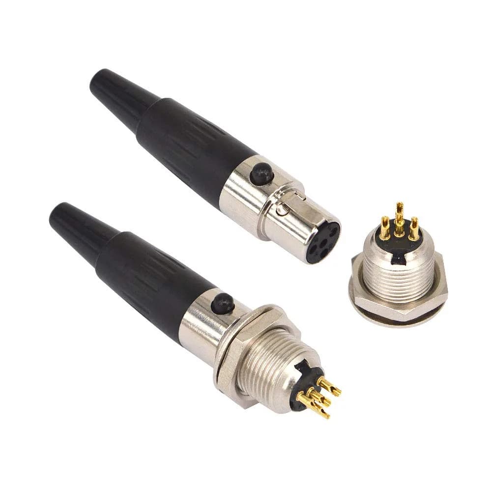 onelinkmore Mini XLR TA4F 4 Pin Male Female Panel Mount Socket 2 Sets | Gold Plated Audio Connectors for Microphones — 4 Pin