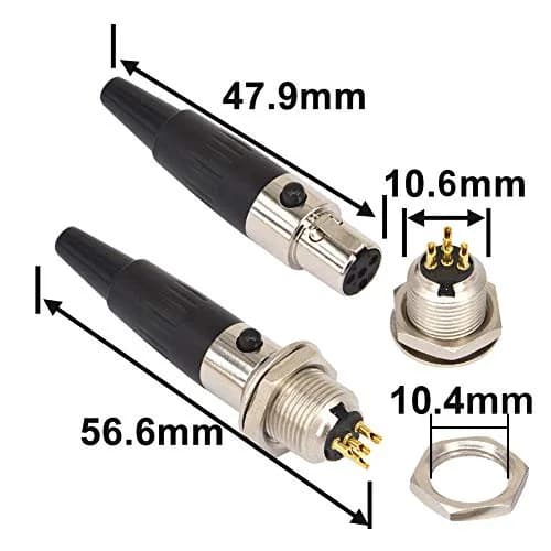 onelinkmore Mini XLR TA4F 4 Pin Male Female Panel Mount Socket 2 Sets | Gold Plated Audio Connectors for Microphones thumbnail 4