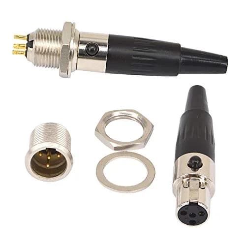 onelinkmore Mini XLR TA4F 4 Pin Male Female Panel Mount Socket 2 Sets | Gold Plated Audio Connectors for Microphones thumbnail 3