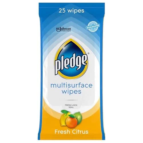 Pledge pH Balanced Multi Surface Cleaning Wipes, Fresh Citrus | 25 Ct, Safe & Effective for Indian Homes thumbnail 1
