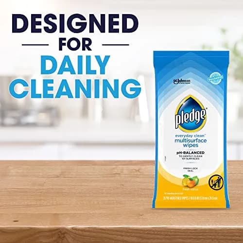 Pledge pH Balanced Multi Surface Cleaning Wipes, Fresh Citrus | 25 Ct, Safe & Effective for Indian Homes thumbnail 7