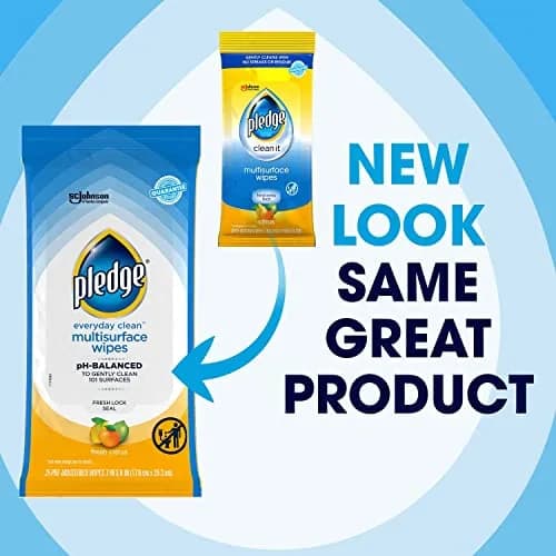 Pledge pH Balanced Multi Surface Cleaning Wipes, Fresh Citrus | 25 Ct, Safe & Effective for Indian Homes thumbnail 2