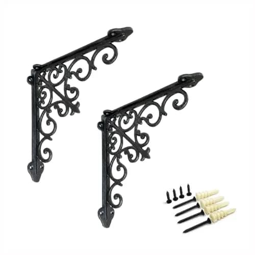 NACH Decorative Shelf Brackets 2 Pack of 10.6 x 2 x 10.6 inch | Victorian Style Heavy Duty Cast Iron thumbnail 1
