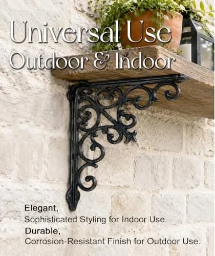NACH Decorative Shelf Brackets 2 Pack of 10.6 x 2 x 10.6 inch | Victorian Style Heavy Duty Cast Iron thumbnail 4